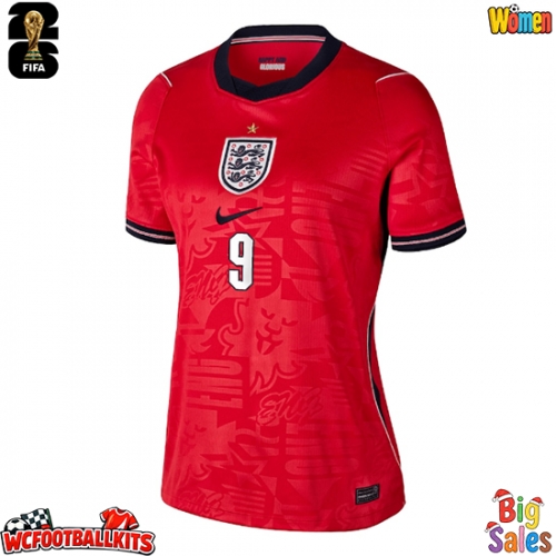 England Harry Kane #9 Replica Away Stadium Shirt for Women World Cup 2026 Short Sleeve